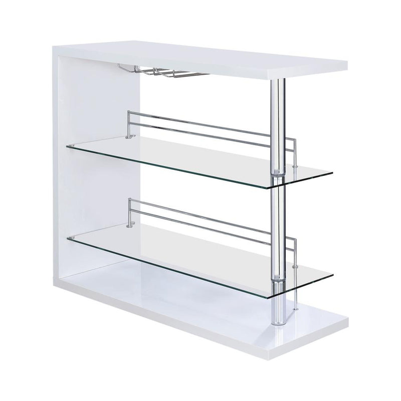 Prescott Rectangular 2-shelf Bar Unit Glossy White - Theo's Factory Direct Mattress & Furniture (Columbus, OH)