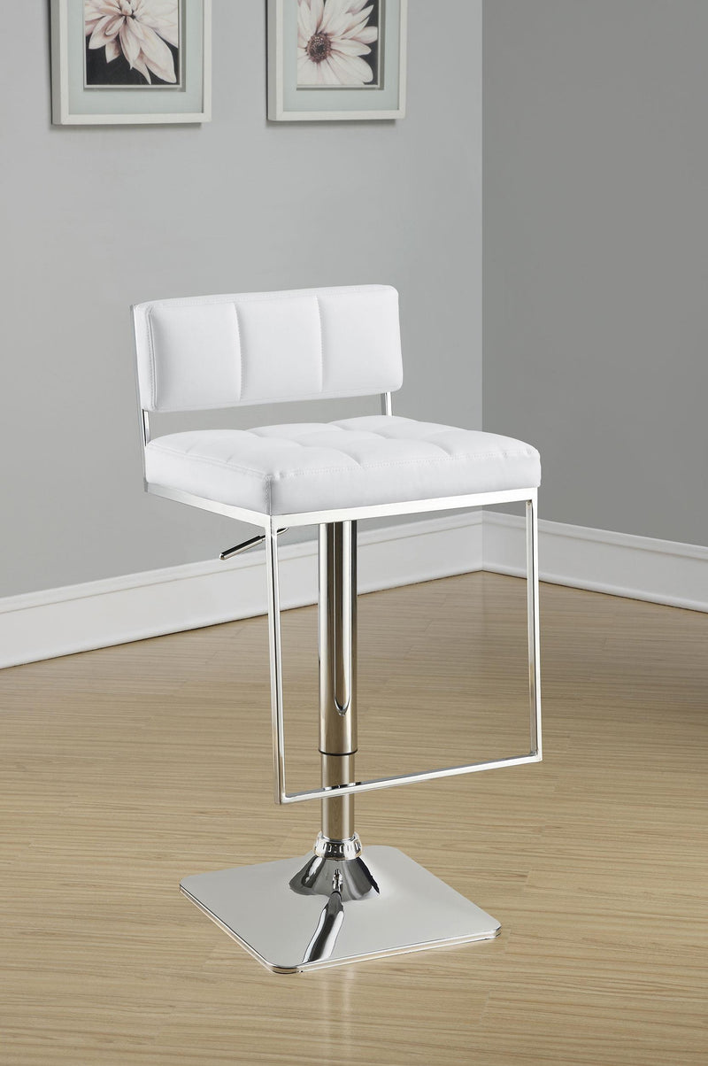 Alameda Adjustable Bar Stool White and Chrome - Theo's Factory Direct Mattress & Furniture (Columbus, OH)