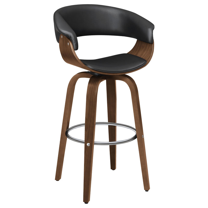 Zion Upholstered Swivel Bar Stool Walnut and Black - Theo's Factory Direct Mattress & Furniture (Columbus, OH)