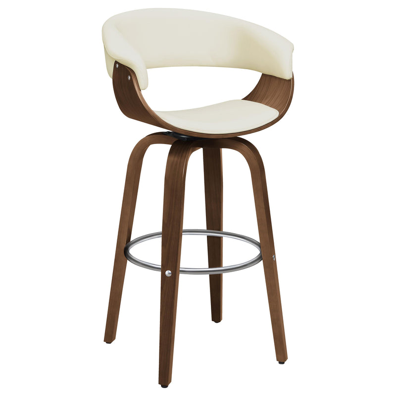 Zion Upholstered Swivel Bar Stool Walnut and Ecru - Theo's Factory Direct Mattress & Furniture (Columbus, OH)