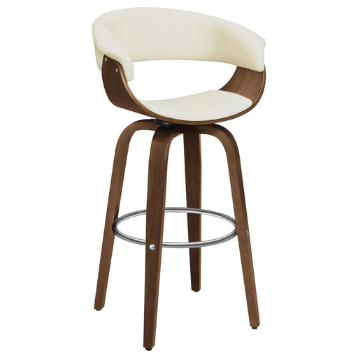 Zion Upholstered Swivel Bar Stool Walnut and Ecru - Theo's Factory Direct Mattress & Furniture (Columbus, OH)