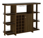 Evelio Bar Unit with Wine Bottle Storage Walnut - Theo's Factory Direct Mattress & Furniture (Columbus, OH)