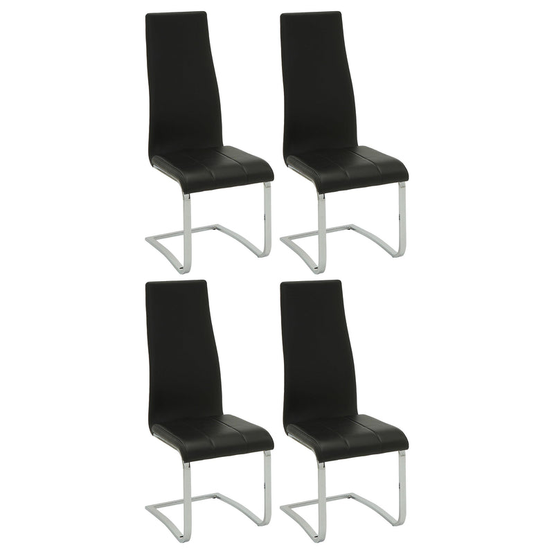 Montclair High Back Dining Chairs Black and Chrome (Set of 4) - Theo's Factory Direct Mattress & Furniture (Columbus, OH)