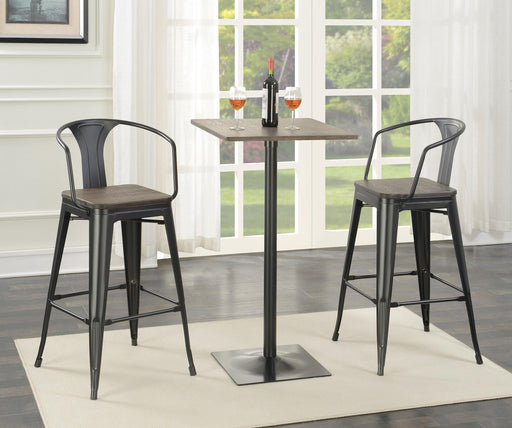 Cavalier 3-piece Square Bar Table Set Dark Elm and Black - Theo's Factory Direct Mattress & Furniture (Columbus, OH)