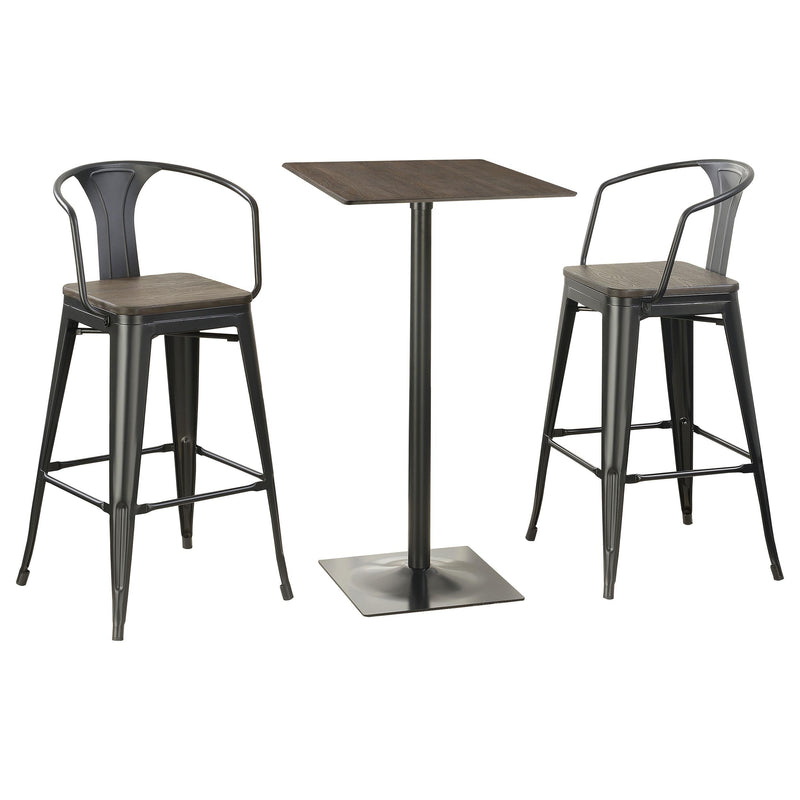 Cavalier 3-piece Square Bar Table Set Dark Elm and Black - Theo's Factory Direct Mattress & Furniture (Columbus, OH)