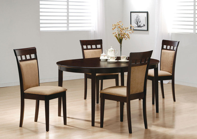 Gabriel 5-piece Extension Leaf Dining Table Set Cappuccino - Theo's Factory Direct Mattress & Furniture (Columbus, OH)