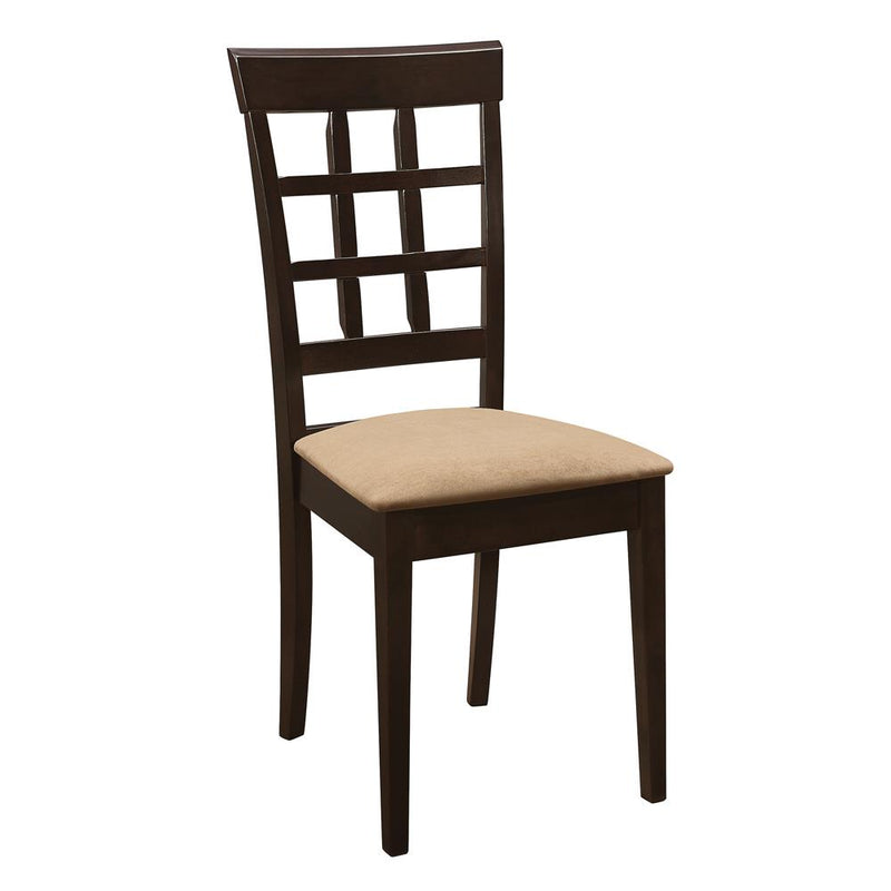 Gabriel Lattice Back Side Chairs Cappuccino and Tan (Set of 2) - Theo's Factory Direct Mattress & Furniture (Columbus, OH)