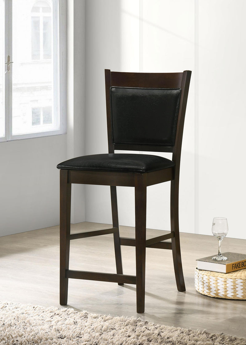 Jaden Upholstered Counter Height Stools Black and Espresso (Set of 2) - Theo's Factory Direct Mattress & Furniture (Columbus, OH)