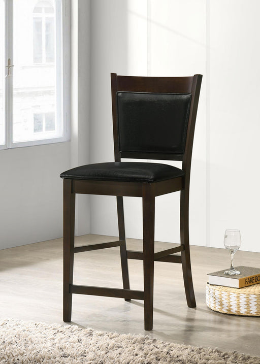 Jaden Upholstered Counter Height Stools Black and Espresso (Set of 2) - Theo's Factory Direct Mattress & Furniture (Columbus, OH)