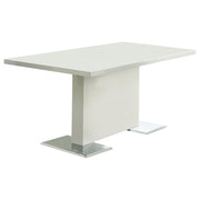 Anges T-shaped Pedestal Dining Table Glossy White - Theo's Factory Direct Mattress & Furniture (Columbus, OH)