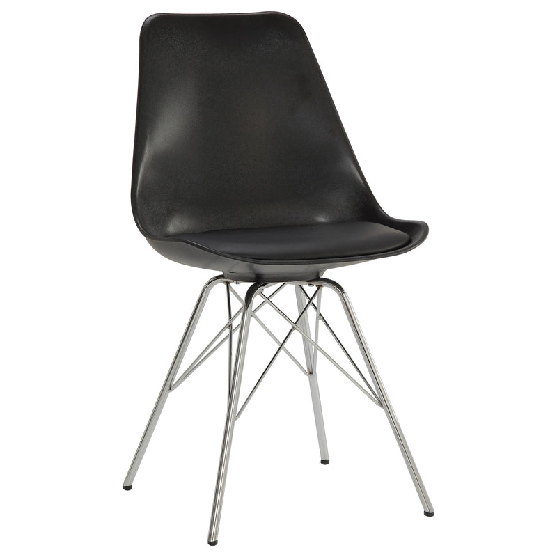 Juniper Armless Dining Chairs Black and Chrome (Set of 2) - Theo's Factory Direct Mattress & Furniture (Columbus, OH)