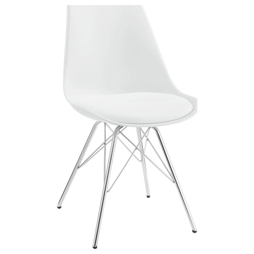 Juniper Armless Dining Chairs White and Chrome (Set of 2) - Theo's Factory Direct Mattress & Furniture (Columbus, OH)