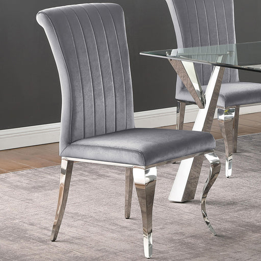 Betty Upholstered Side Chairs Grey and Chrome (Set of 4) - Theo's Factory Direct Mattress & Furniture (Columbus, OH)