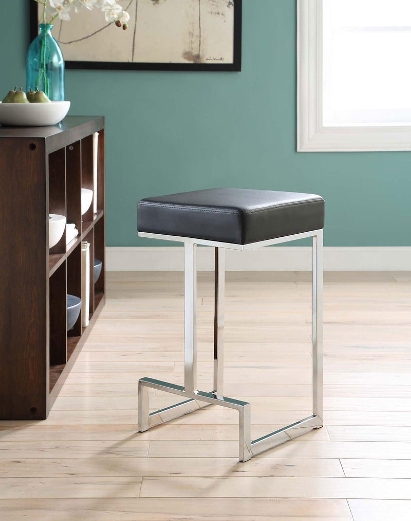 Gervase Square Counter Height Stool Black and Chrome - Theo's Factory Direct Mattress & Furniture (Columbus, OH)