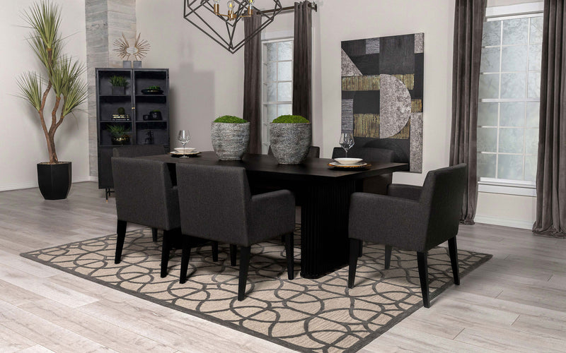 Catherine Rectangular Double Pedestal Dining Table Black - Theo's Factory Direct Mattress & Furniture (Columbus, OH)