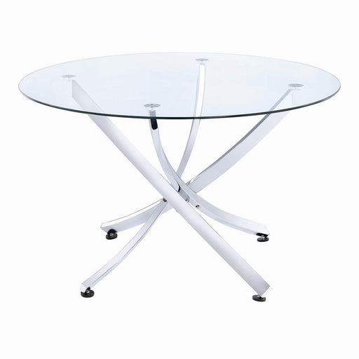 Beckham Round Dining Table Chrome and Clear - Theo's Factory Direct Mattress & Furniture (Columbus, OH)