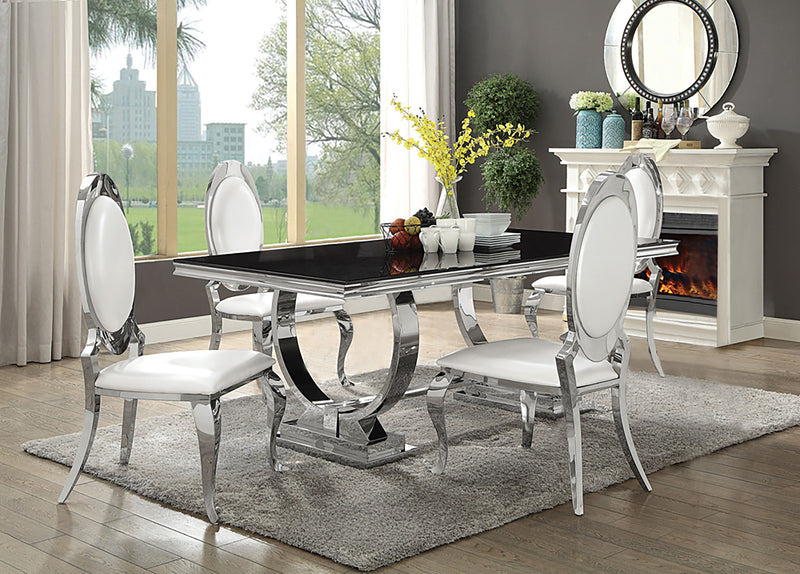 Antoine Rectangular Glass Top Dining Set Chrome - Theo's Factory Direct Mattress & Furniture (Columbus, OH)