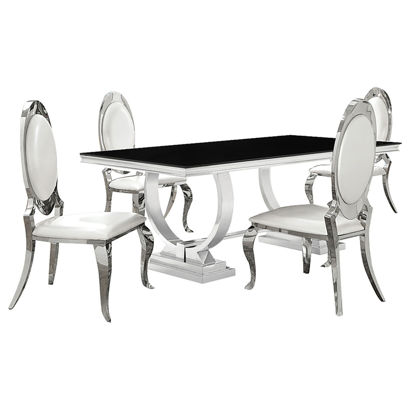 Antoine Rectangular Glass Top Dining Set Chrome - Theo's Factory Direct Mattress & Furniture (Columbus, OH)