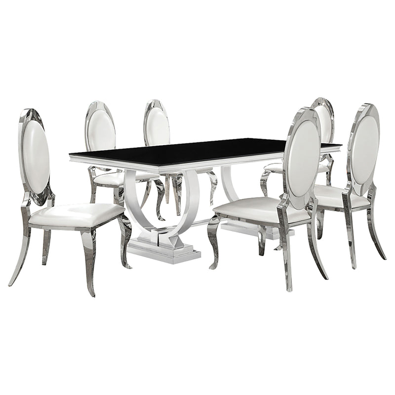 Antoine Rectangular Glass Top Dining Set Chrome - Theo's Factory Direct Mattress & Furniture (Columbus, OH)