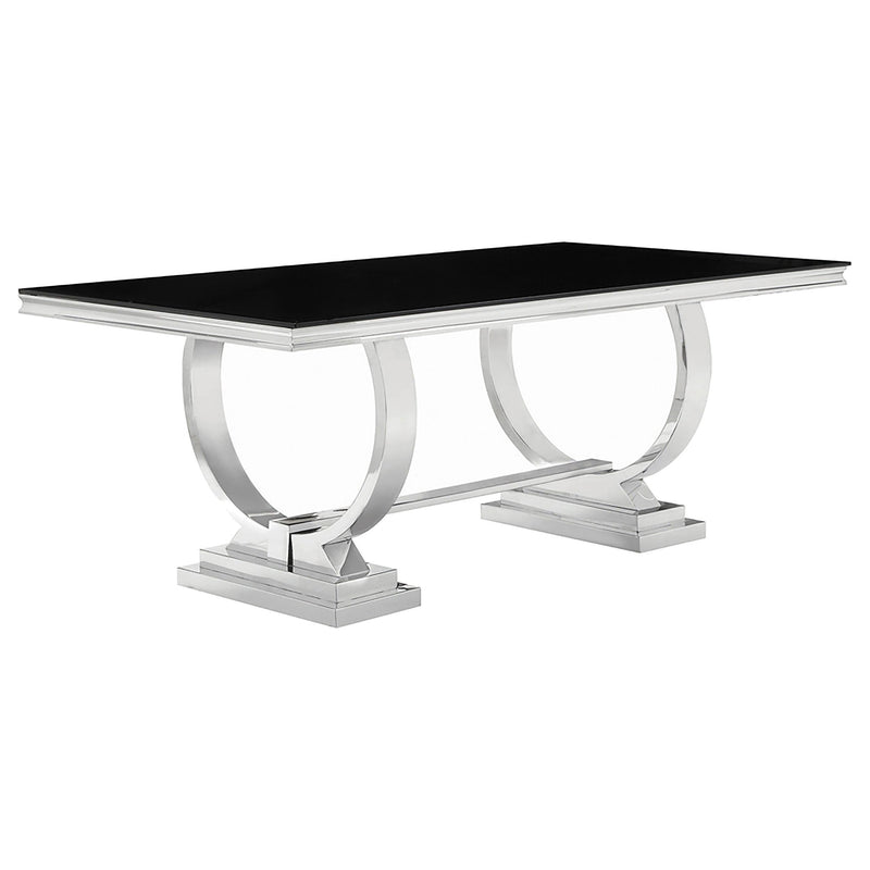 Antoine Rectangular Dining Table Chrome and Black - Theo's Factory Direct Mattress & Furniture (Columbus, OH)