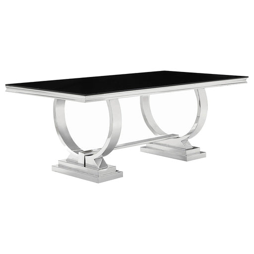 Antoine Rectangular Dining Table Chrome and Black - Theo's Factory Direct Mattress & Furniture (Columbus, OH)