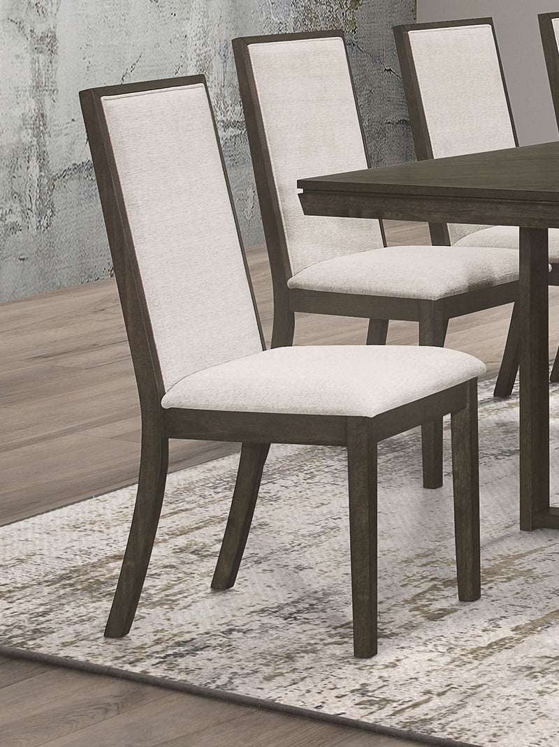 Kelly Upholstered Solid Back Dining Side Chair Beige and Dark Grey (Set of 2) - Theo's Factory Direct Mattress & Furniture (Columbus, OH)