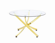 Beckham Round Dining Table Brass and Clear - Theo's Factory Direct Mattress & Furniture (Columbus, OH)