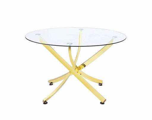 Beckham Round Dining Table Brass and Clear - Theo's Factory Direct Mattress & Furniture (Columbus, OH)