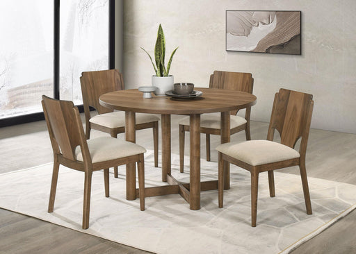Crestmore 5-piece 46-inch Round Wood Dining Table Set Walnut - Theo's Factory Direct Mattress & Furniture (Columbus, OH)