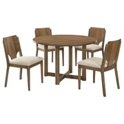Crestmore 5-piece 46-inch Round Wood Dining Table Set Walnut - Theo's Factory Direct Mattress & Furniture (Columbus, OH)