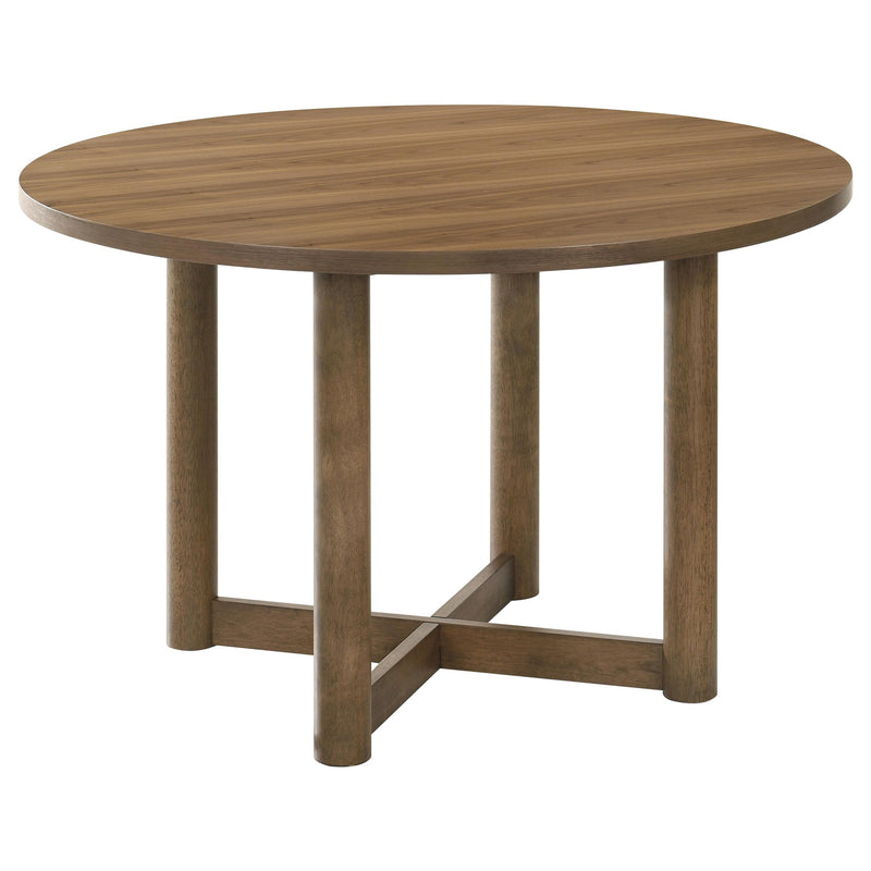 Crestmore 5-piece 46-inch Round Wood Dining Table Set Walnut - Theo's Factory Direct Mattress & Furniture (Columbus, OH)