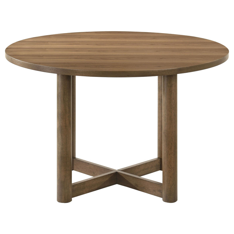Crestmore 5-piece 46-inch Round Wood Dining Table Set Walnut - Theo's Factory Direct Mattress & Furniture (Columbus, OH)