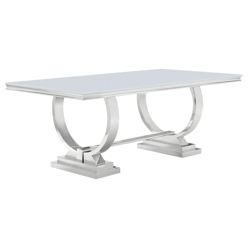Antoine Rectangle Dining Table White and Chrome - Theo's Factory Direct Mattress & Furniture (Columbus, OH)