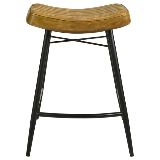 Bayu Leather Upholstered Saddle Seat Backless Counter Height Stool (Set of 2) - Theo's Factory Direct Mattress & Furniture (Columbus, OH)