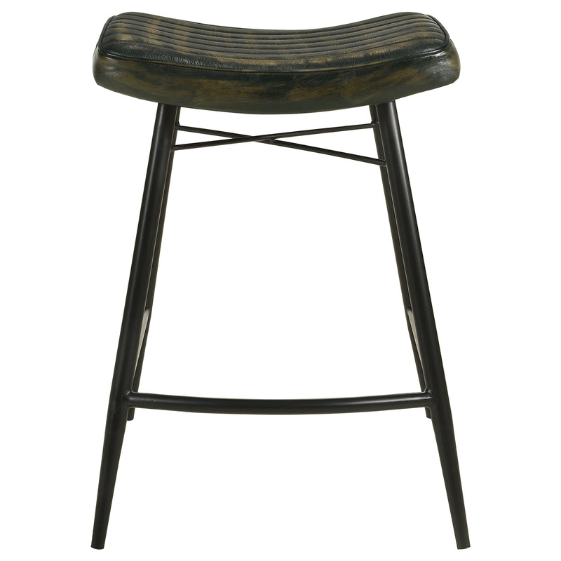 Bayu Leather Upholstered Saddle Seat Backless Counter Height Stool (Set of 2) - Theo's Factory Direct Mattress & Furniture (Columbus, OH)