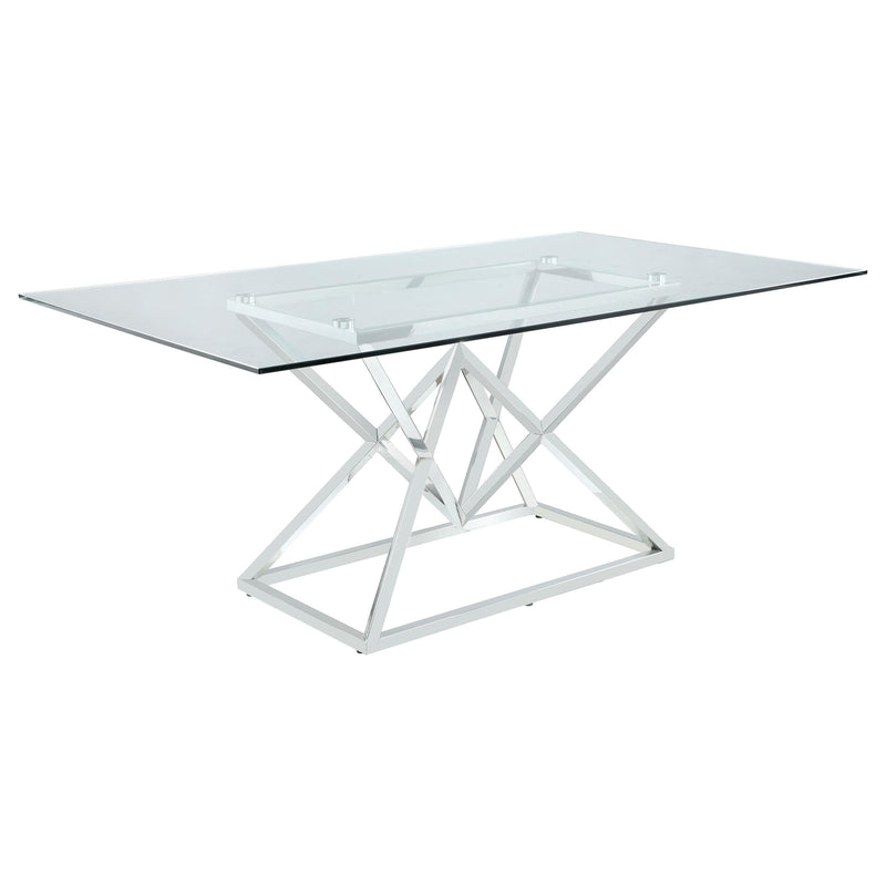Beaufort Rectangle Glass Top Dining Table Chrome - Theo's Factory Direct Mattress & Furniture (Columbus, OH)