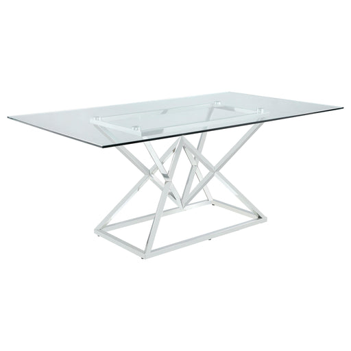 Beaufort Rectangle Glass Top Dining Table Chrome - Theo's Factory Direct Mattress & Furniture (Columbus, OH)