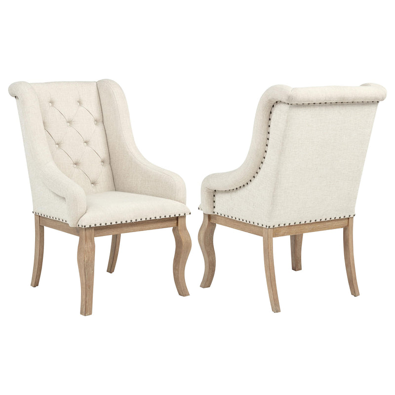 Brockway Tufted Arm Chairs Cream and Barley Brown (Set of 2) - Theo's Factory Direct Mattress & Furniture (Columbus, OH)