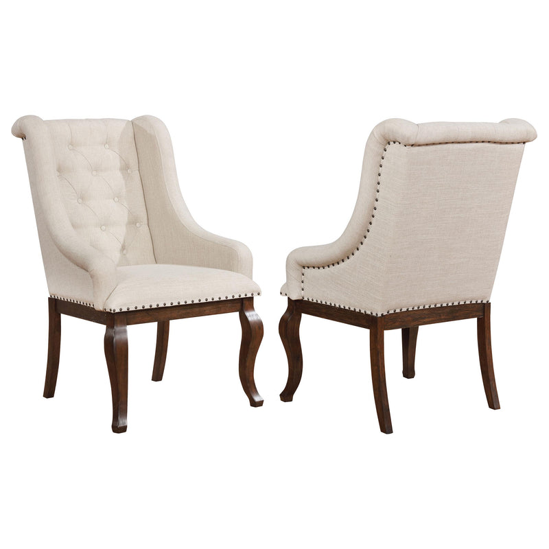 Brockway Tufted Arm Chairs Cream and Antique Java (Set of 2) - Theo's Factory Direct Mattress & Furniture (Columbus, OH)