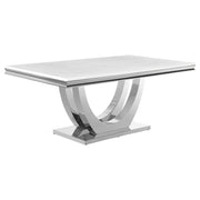 Kerwin Rectangle Faux Marble Top Dining Table White and Chrome - Theo's Factory Direct Mattress & Furniture (Columbus, OH)
