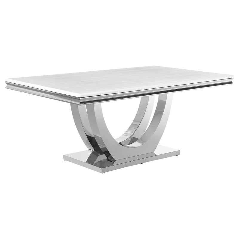 Kerwin Rectangle Faux Marble Top Dining Table White and Chrome - Theo's Factory Direct Mattress & Furniture (Columbus, OH)