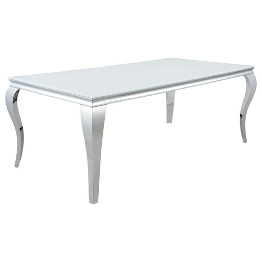 Carone Rectangular Glass Top Dining Table White and Chrome - Theo's Factory Direct Mattress & Furniture (Columbus, OH)