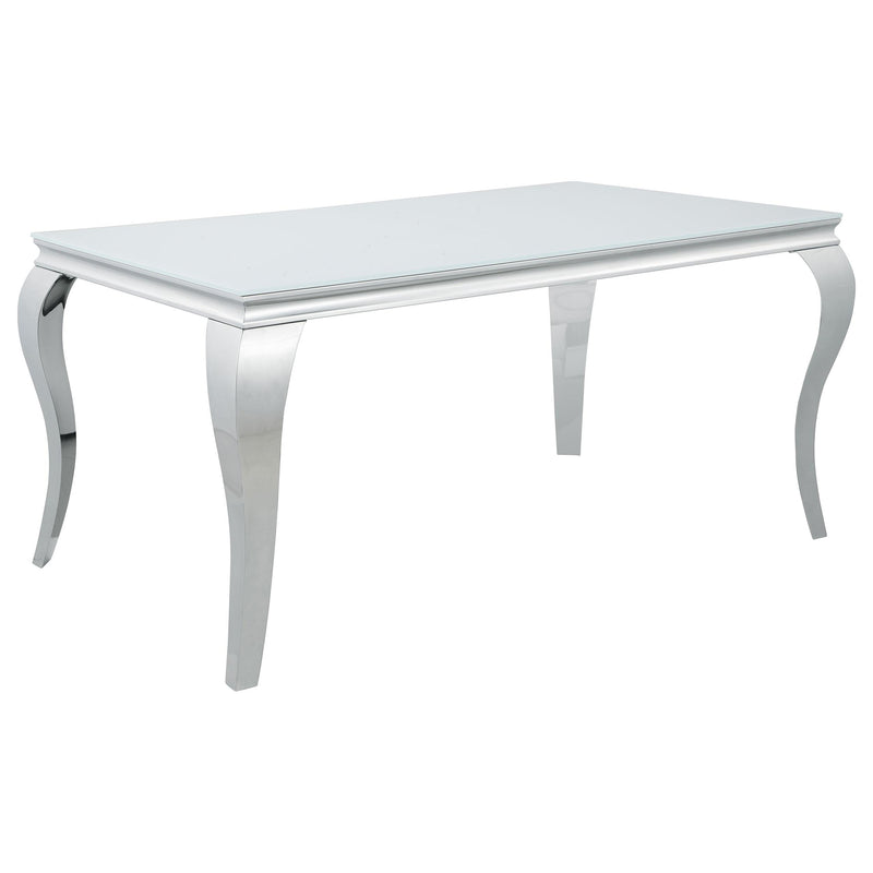 Carone Rectangular Glass Top Dining Table White and Chrome - Theo's Factory Direct Mattress & Furniture (Columbus, OH)