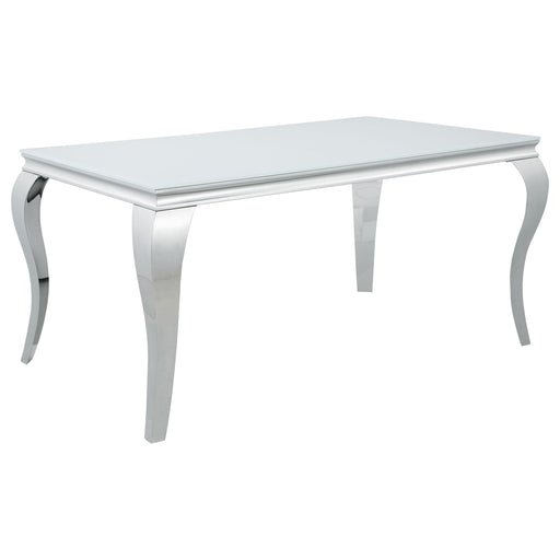 Carone Rectangular Glass Top Dining Table White and Chrome - Theo's Factory Direct Mattress & Furniture (Columbus, OH)