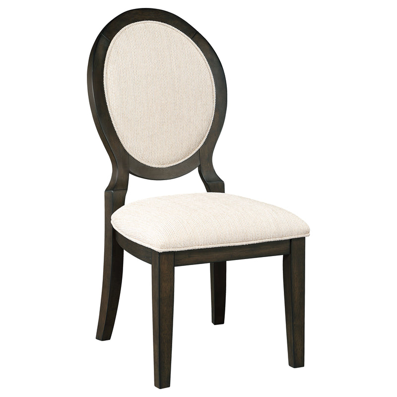 Twyla Upholstered Oval Back Dining Side Chairs Cream and Dark Cocoa (Set of 2) - Theo's Factory Direct Mattress & Furniture (Columbus, OH)