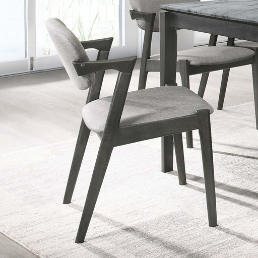 Stevie Upholstered Demi Arm Dining Side Chairs Brown Grey and Black (Set of 2) - Theo's Factory Direct Mattress & Furniture (Columbus, OH)