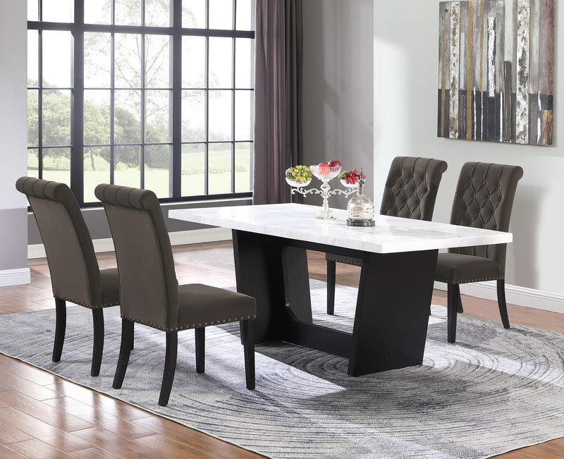 Sherry Rectangular Marble Top Dining Table set - Theo's Factory Direct Mattress & Furniture (Columbus, OH)