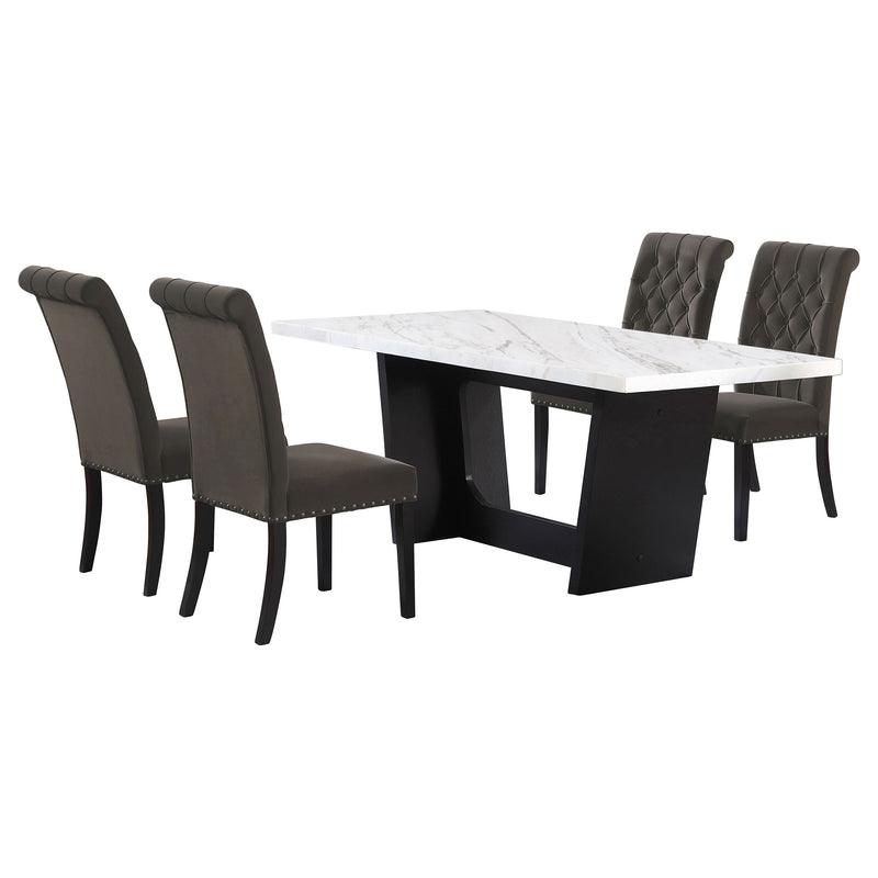 Sherry Rectangular Marble Top Dining Table set - Theo's Factory Direct Mattress & Furniture (Columbus, OH)