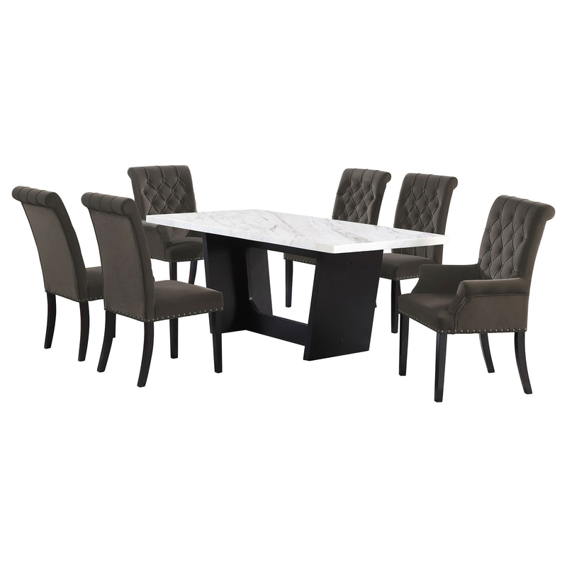 Sherry Rectangular Marble Top Dining Table set - Theo's Factory Direct Mattress & Furniture (Columbus, OH)