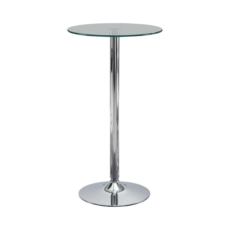 Abiline Glass Top Round Bar Table Chrome - Theo's Factory Direct Mattress & Furniture (Columbus, OH)